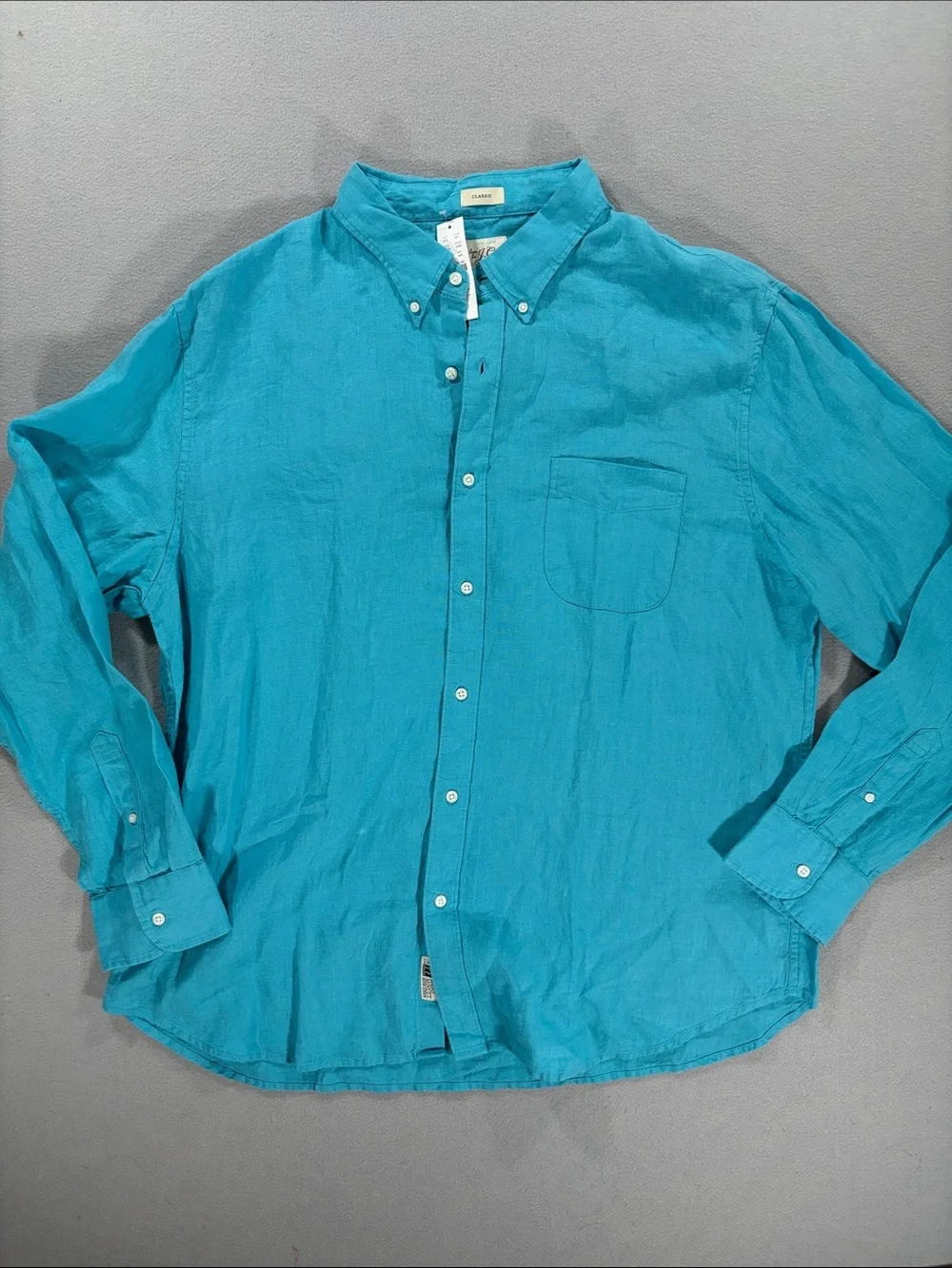 J crew Baird McNutt Irish Linen Teal Button-Down Shirt XXL NWT